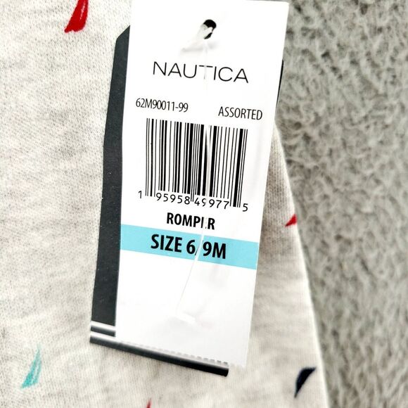 Nautica Short Sailboats Overalls 2 Piece Set - Boys Size 6-9M - Embroidered - Picture 6 of 15